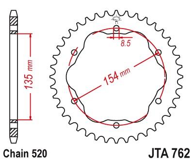 Achtertandwiel JTA762 - Aluminium - 38 tanden